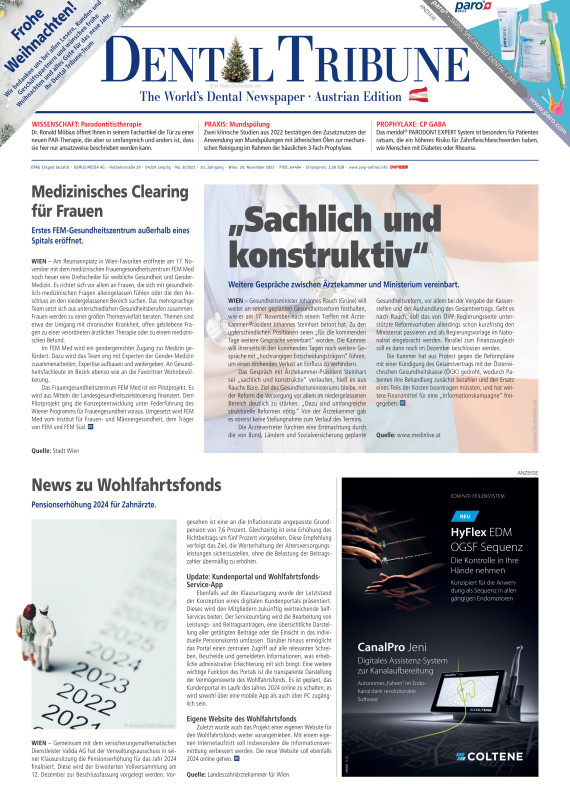 cover zu Dental Tribune Österreich 08/2023